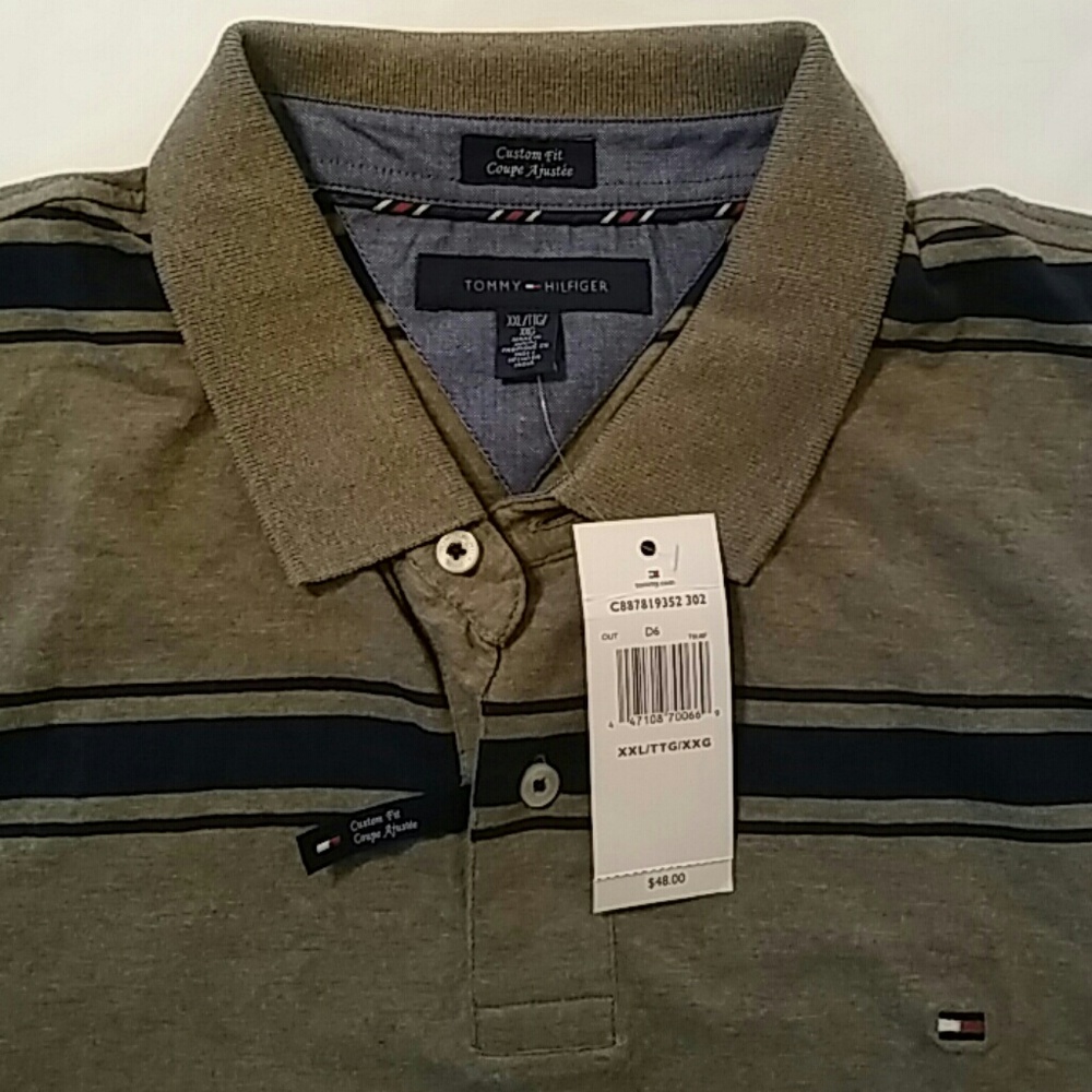 Tommy Hilfiger NWT Men's 2XL Gray Blue Polo Shirt